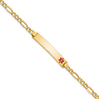 14K Semi-Solid Medical Polished Red Enamel Figaro ID Bracelet-XM563FR-8