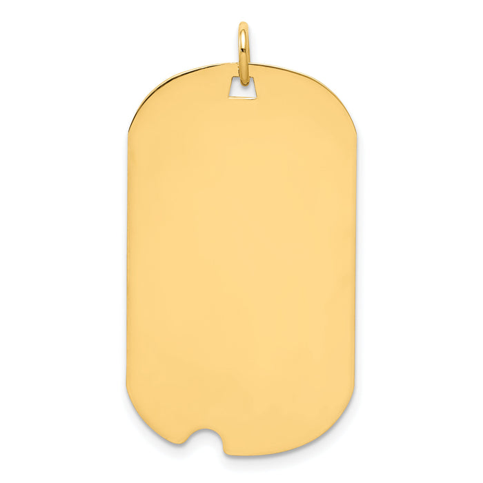 14k Plain .035 Gauge Engraveable Dog Tag w/Notch Disc Charm-XM563/35