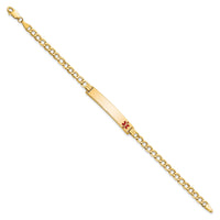 14K Semi-solid Medical Red Enamel Curb Link ID Bracelet-XM564FR-8