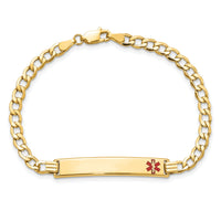 14K Semi-solid Medical Red Enamel Curb Link ID Bracelet-XM564FR-8