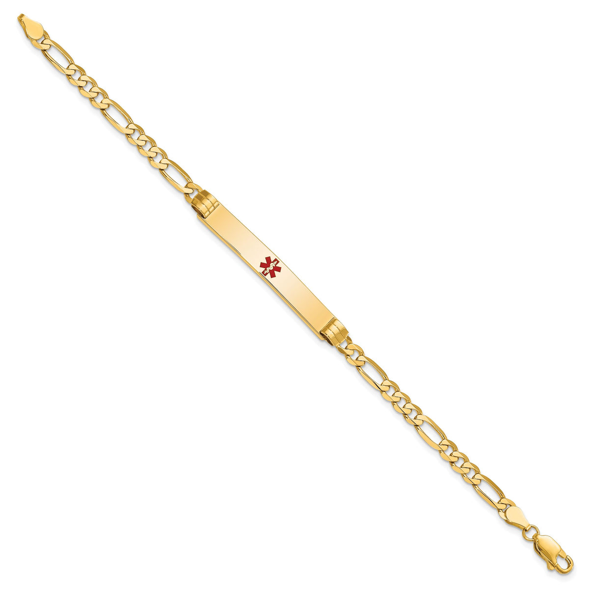 14K Medical Red Enamel Figaro ID Bracelet-XM565CR-8