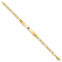 14K Medical Red Enamel Figaro ID Bracelet-XM565CR-8