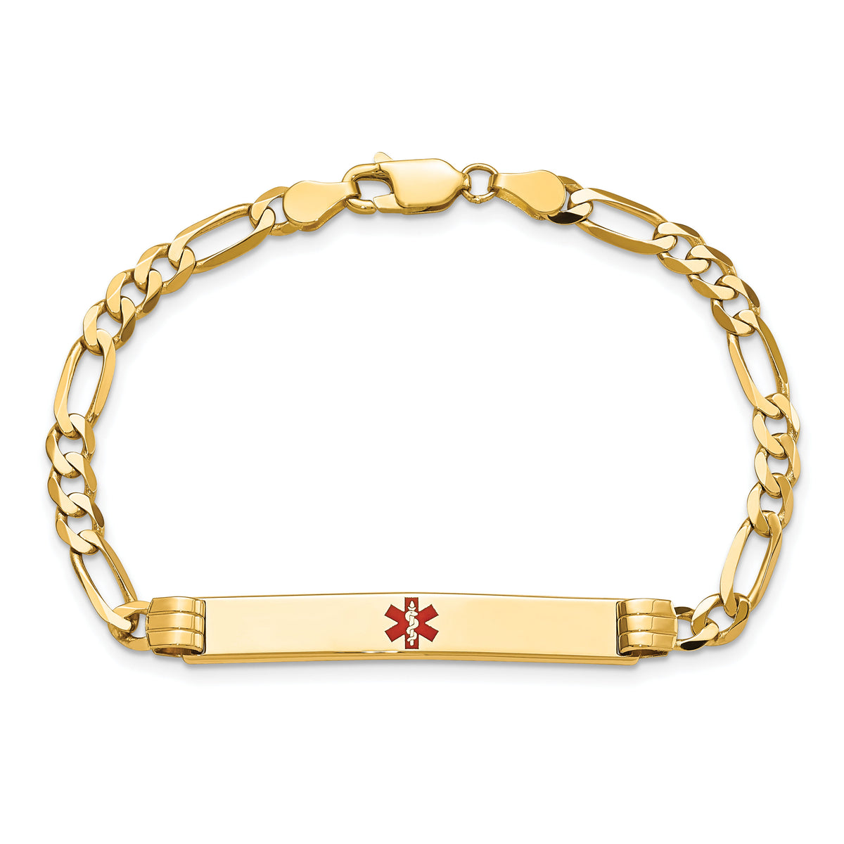14K Medical Red Enamel Figaro ID Bracelet-XM565CR-8