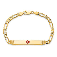 14K Medical Red Enamel Figaro ID Bracelet-XM565CR-8