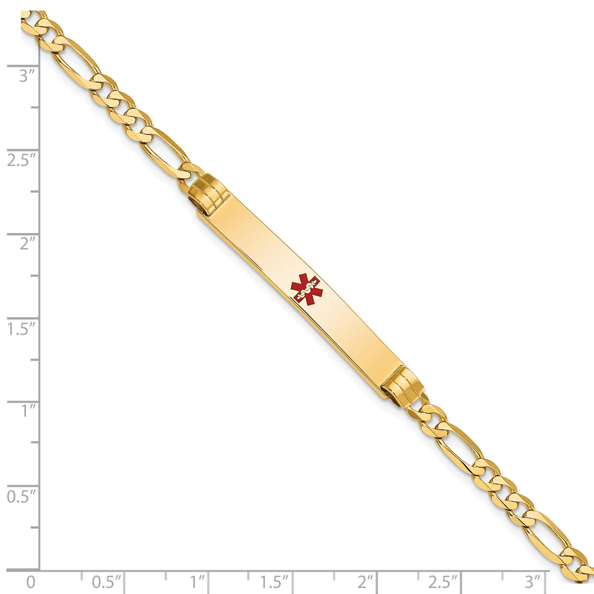 14K Medical Red Enamel Figaro ID Bracelet-XM565CR-7