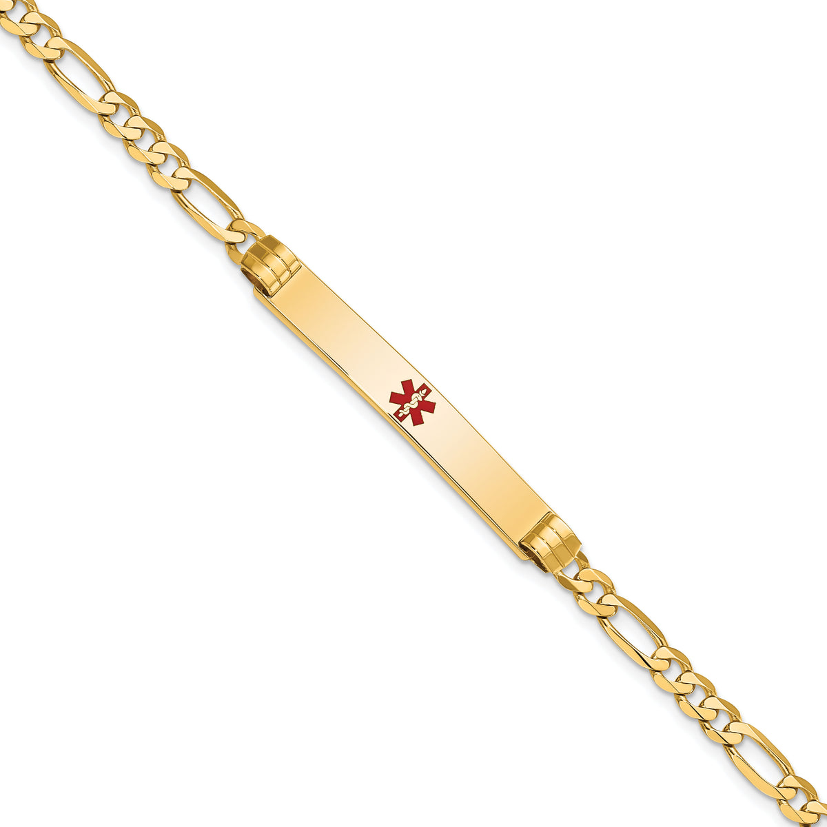 14K Medical Red Enamel Figaro ID Bracelet-XM565CR-7