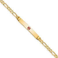 14K Medical Red Enamel Figaro ID Bracelet-XM565CR-7