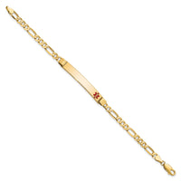 14K Medical Red Enamel Figaro ID Bracelet-XM565FR-7
