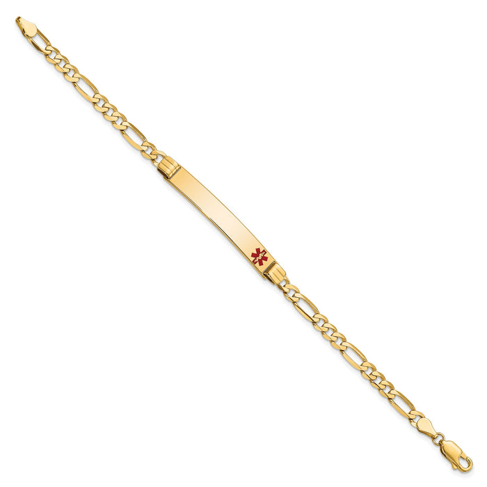 14K Medical Red Enamel Figaro ID Bracelet-XM565FR-7
