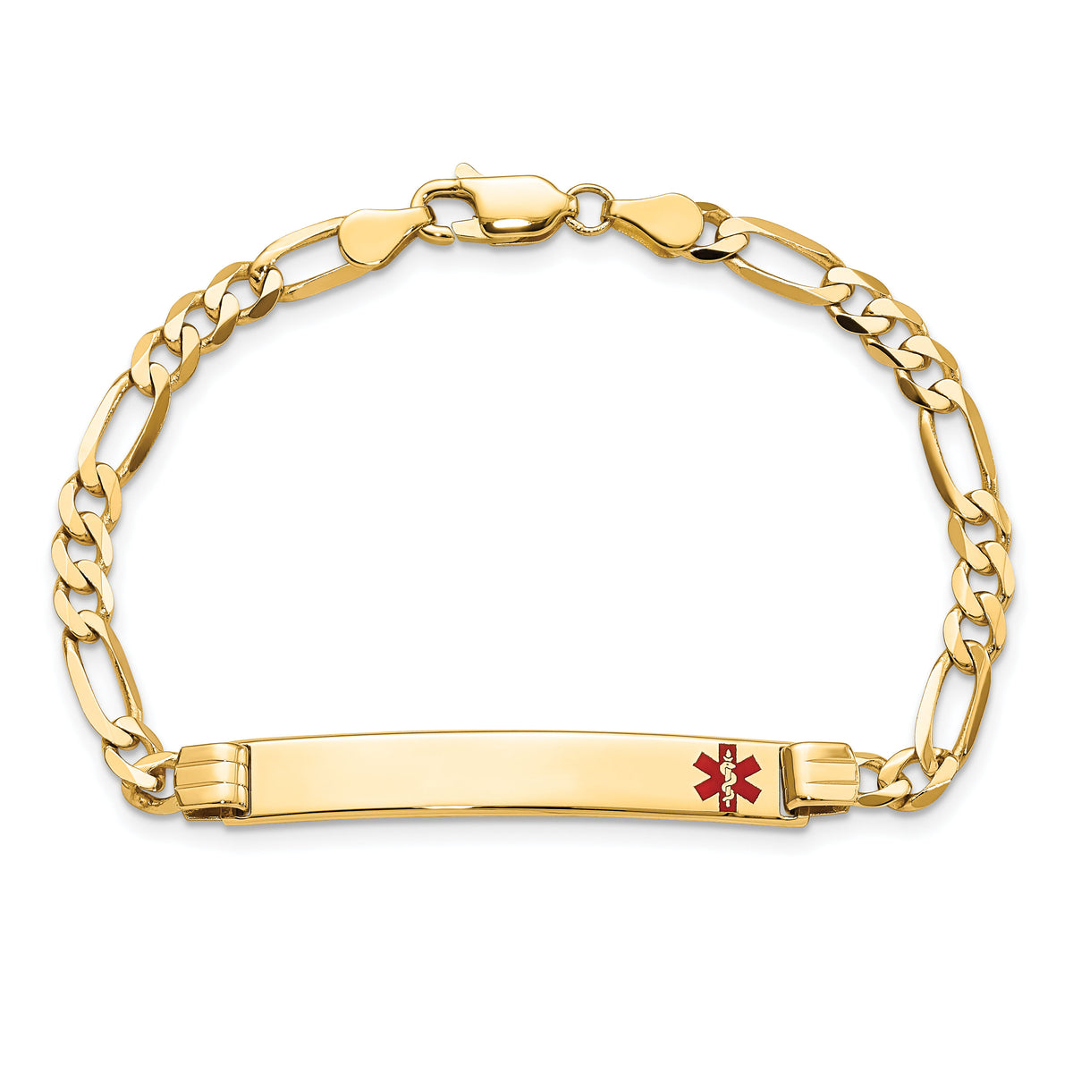 14K Medical Red Enamel Figaro ID Bracelet-XM565FR-8