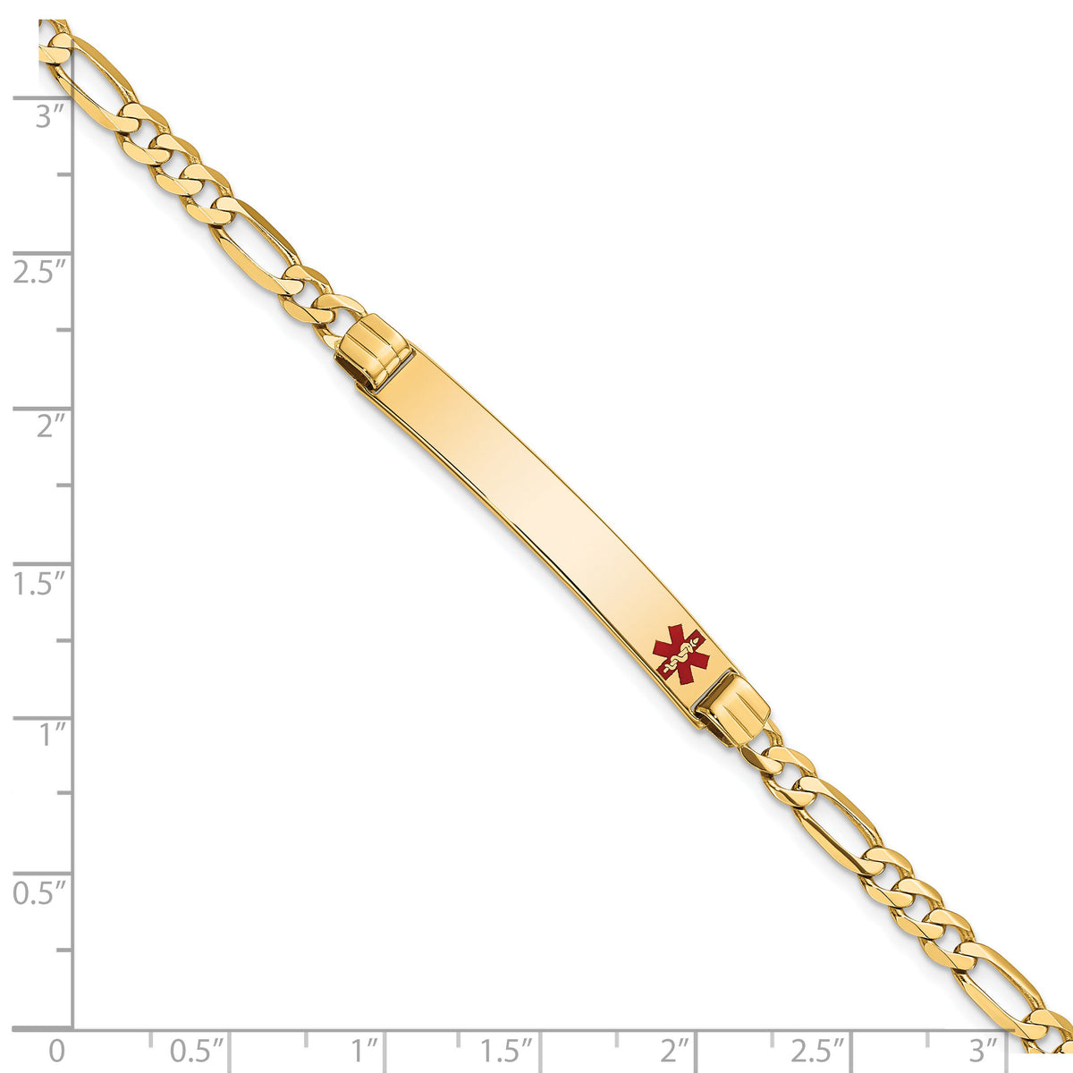 14K Medical Red Enamel Figaro ID Bracelet-XM565FR-8