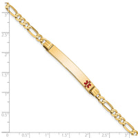 14K Medical Red Enamel Figaro ID Bracelet-XM565FR-8