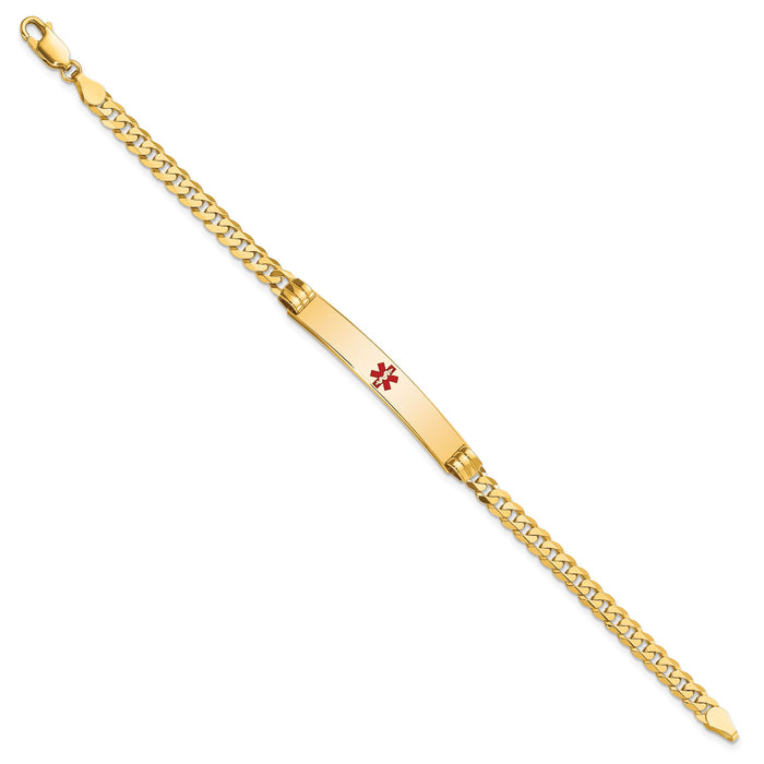 14K Medical Red Enamel Curb Link ID Bracelet-XM567CR-7