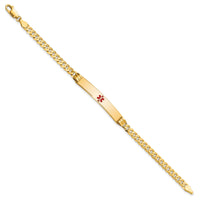 14K Medical Red Enamel Curb Link ID Bracelet-XM567CR-8