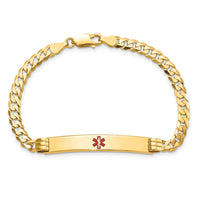 14K Medical Red Enamel Curb Link ID Bracelet-XM567CR-8