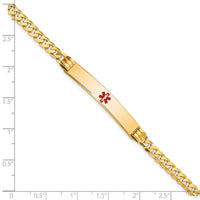14K Medical Red Enamel Curb Link ID Bracelet-XM567CR-8