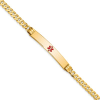14K Medical Red Enamel Curb Link ID Bracelet-XM567CR-8