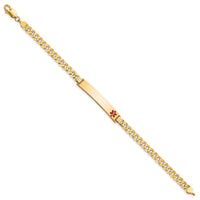 14K Medical Red Enamel Curb Link ID Bracelet-XM567FR-8