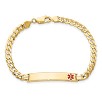 14K Medical Red Enamel Curb Link ID Bracelet-XM567FR-8