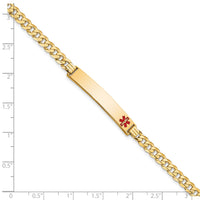 14K Medical Red Enamel Curb Link ID Bracelet-XM567FR-7