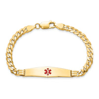 14K Medical Soft Diamond Shape Red Enamel Curb Link ID Bracelet-XM568CC-8