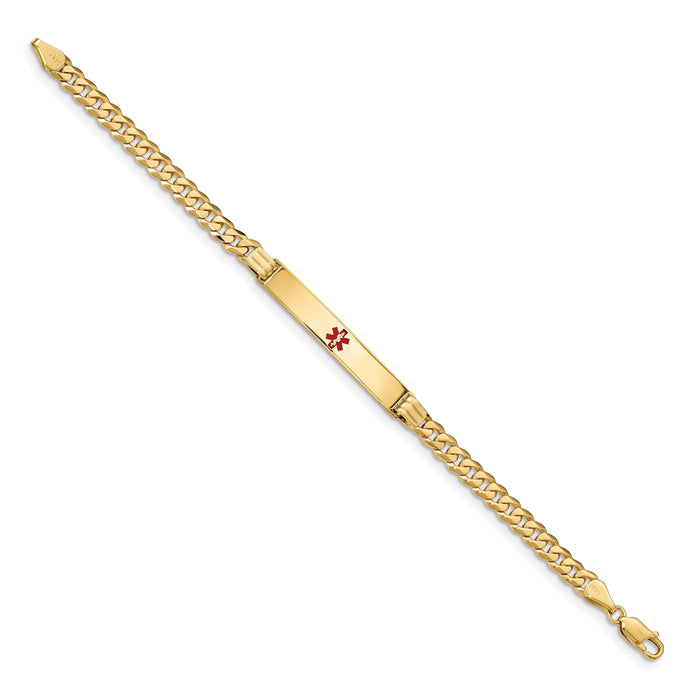 14K Medical Red Enamel Curb Link ID Bracelet-XM568CR-8