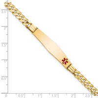 14K Medical Red Enamel Curb Link ID Bracelet-XM568CR-8