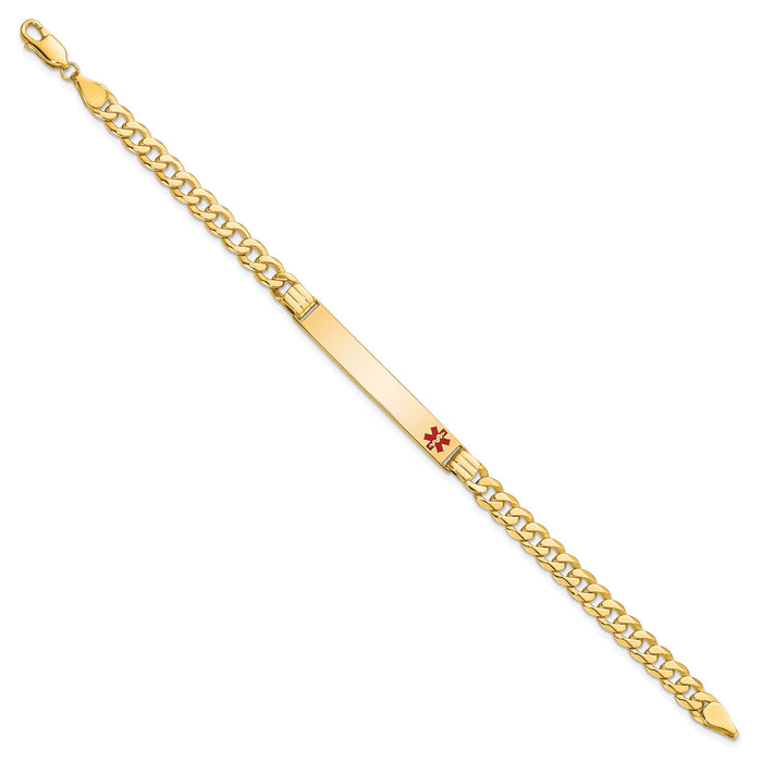 14K Medical Red Enamel Curb Link ID Bracelet-XM568FR-8