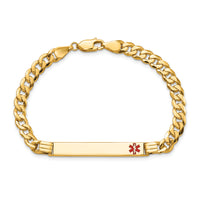 14K Medical Red Enamel Curb Link ID Bracelet-XM568FR-8