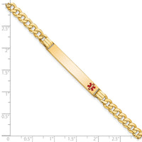 14K Medical Red Enamel Curb Link ID Bracelet-XM568FR-8