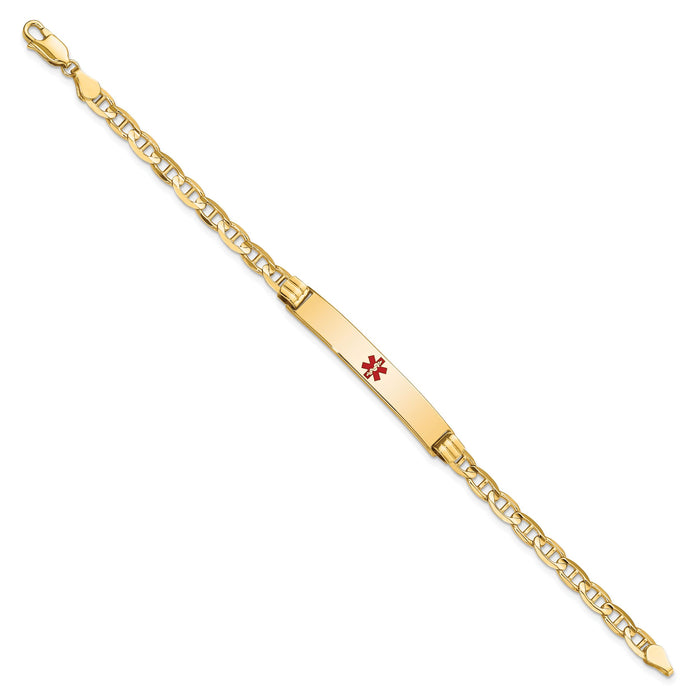 14K Medical Red Enamel Anchor Link ID Bracelet-XM569CR-7