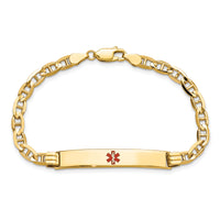 14K Medical Red Enamel Anchor Link ID Bracelet-XM569CR-8