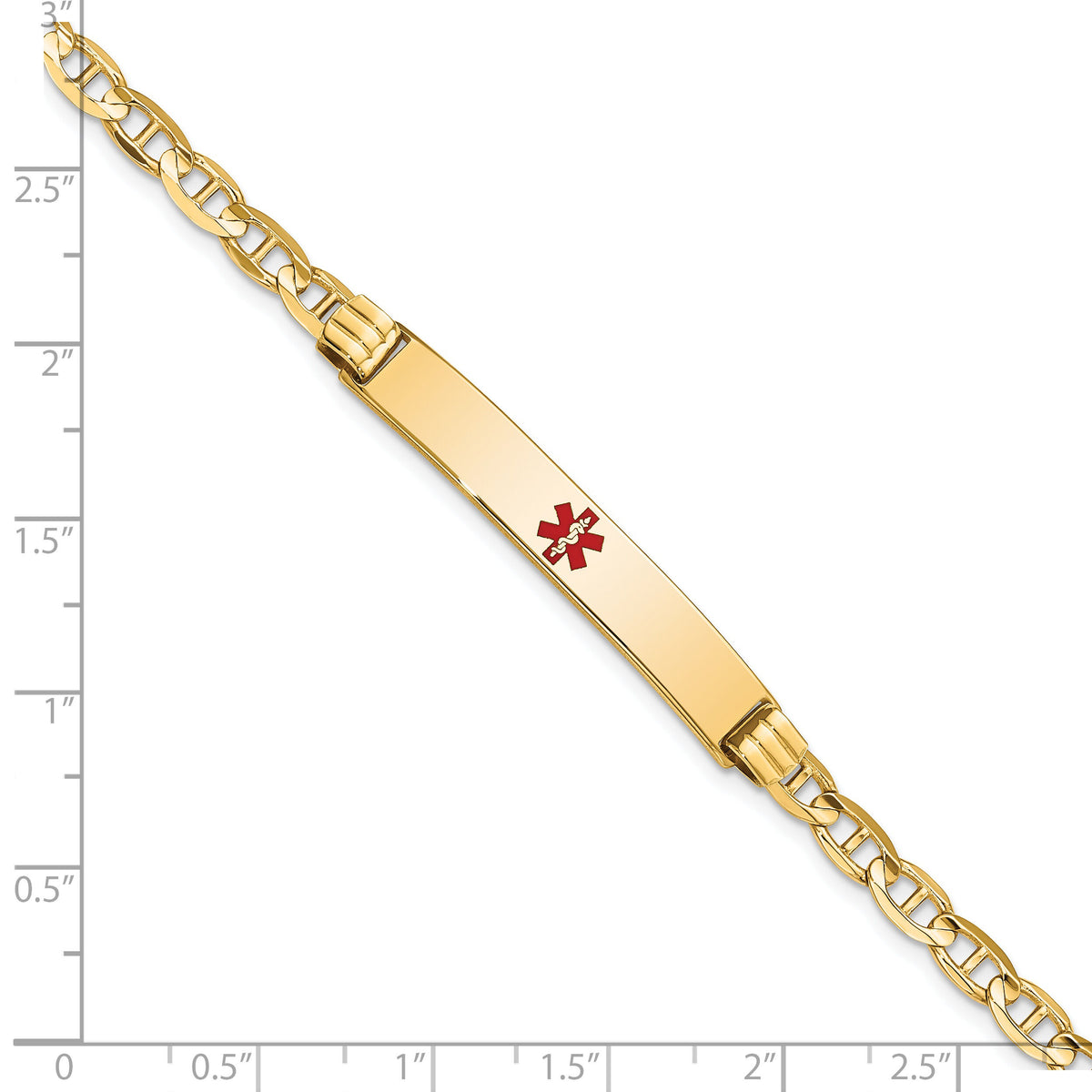 14K Medical Red Enamel Anchor Link ID Bracelet-XM569CR-7