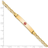 14K Medical Red Enamel Anchor Link ID Bracelet-XM569CR-7