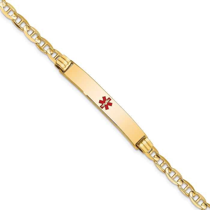 14K Medical Red Enamel Anchor Link ID Bracelet-XM569CR-8