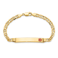 14K Medical Red Enamel Anchor Link ID Bracelet-XM569FR-8