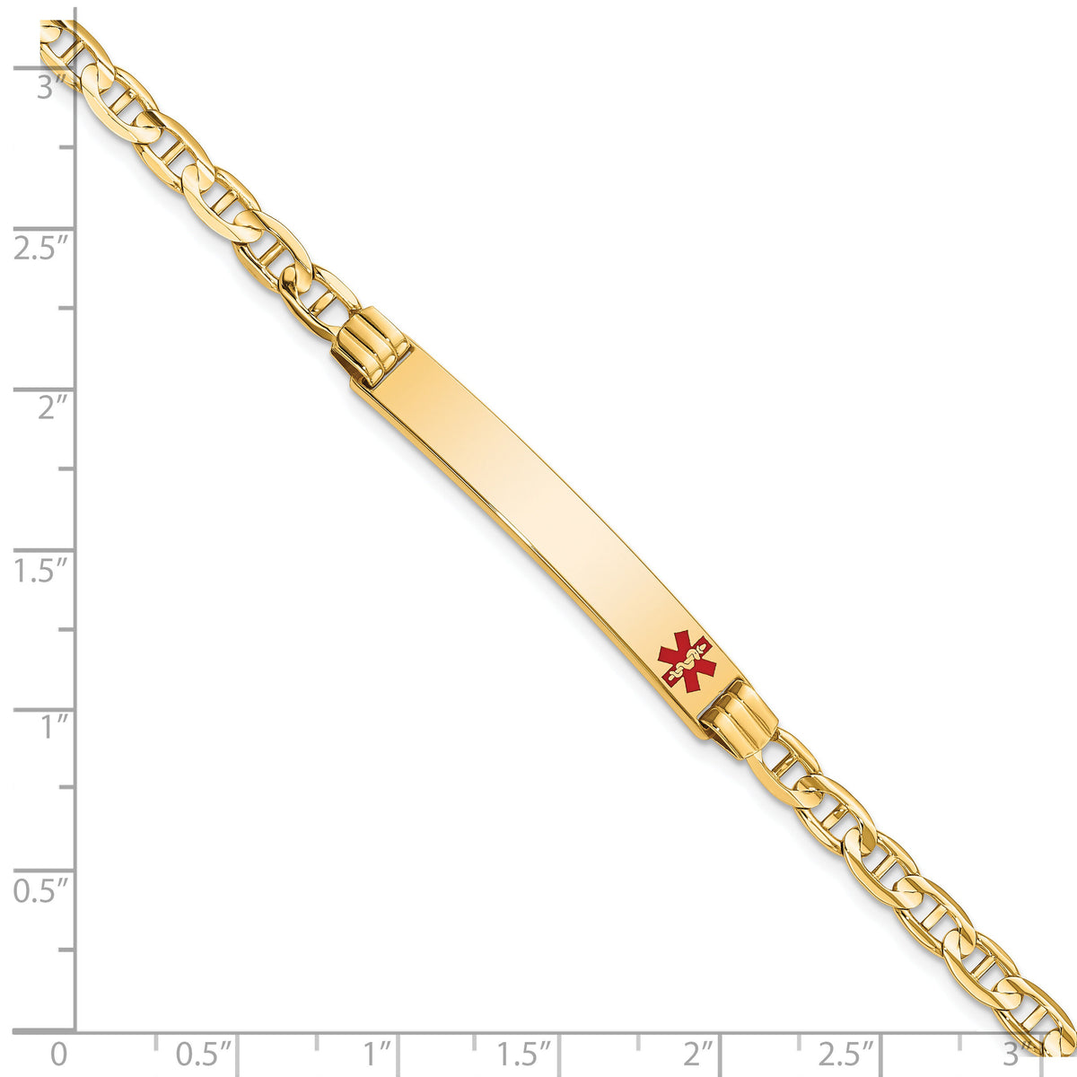 14K Medical Red Enamel Anchor Link ID Bracelet-XM569FR-8