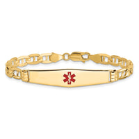 14K Medical Soft Diamond Shape Red Enamel Anchor ID Bracelet-XM570CC-8
