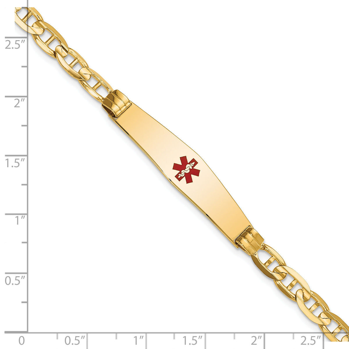 14K Medical Soft Diamond Shape Red Enamel Anchor ID Bracelet-XM570CC-8