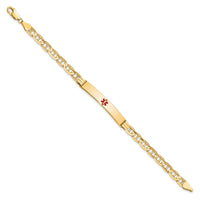 14K Medical Red Enamel Anchor ID Bracelet-XM570CR-8