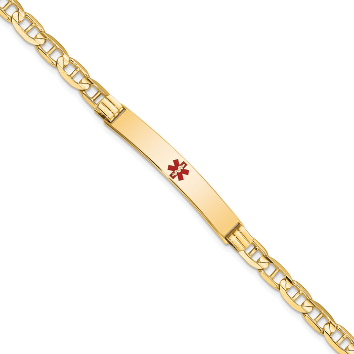 14K Medical Red Enamel Anchor ID Bracelet-XM570CR-8