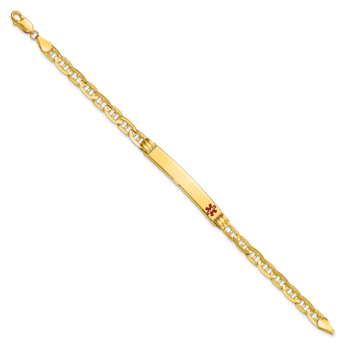 14K Medical Red Enamel Anchor ID Bracelet-XM570FR-8