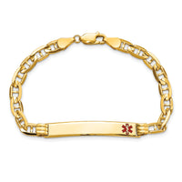 14K Medical Red Enamel Anchor ID Bracelet-XM570FR-8