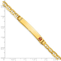 14K Medical Red Enamel Anchor ID Bracelet-XM570FR-7