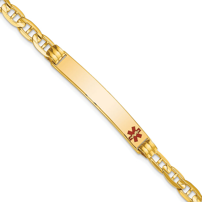 14K Medical Red Enamel Anchor ID Bracelet-XM570FR-7