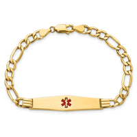 14K Semi-Solid Medical Soft Diamond Shape Red Enamel Figaro ID Bracelet-XM571CC-7