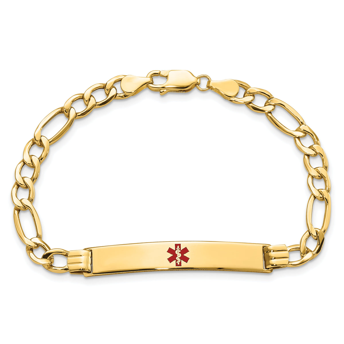 14K Semi-Solid Medical Polished Red Enamel Figaro ID Bracelet-XM571CR-8