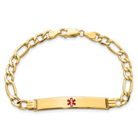 14K Semi-Solid Medical Polished Red Enamel Figaro ID Bracelet-XM571CR-8