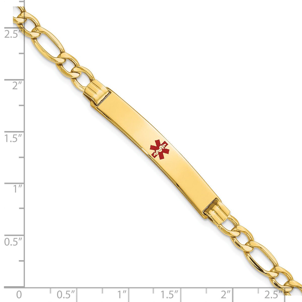 14K Semi-Solid Medical Polished Red Enamel Figaro ID Bracelet-XM571CR-7