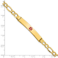 14K Semi-Solid Medical Polished Red Enamel Figaro ID Bracelet-XM571CR-8